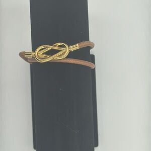 Hermes Gold Atame Leather Bracelet